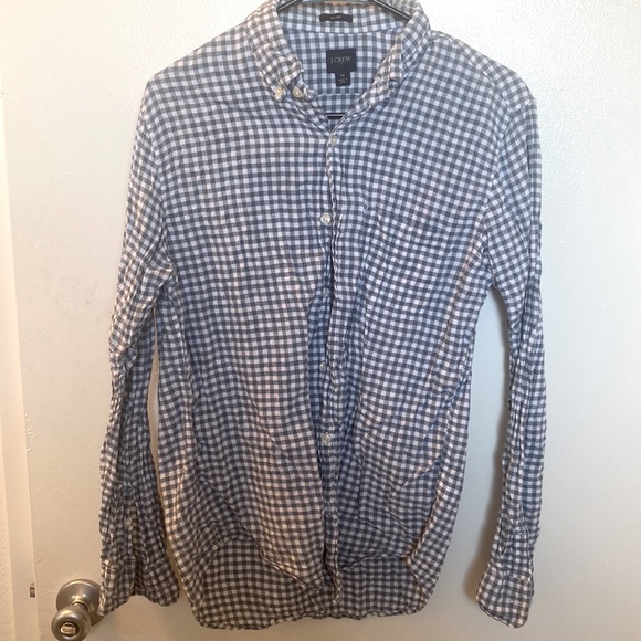 J.Crew Medium Slim Blue Checkered Button Up - Picture 1 of 3